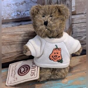 Boyds Bear Rare Thinkin Of Ya Series Mini Plush W Pumpkin Sweater